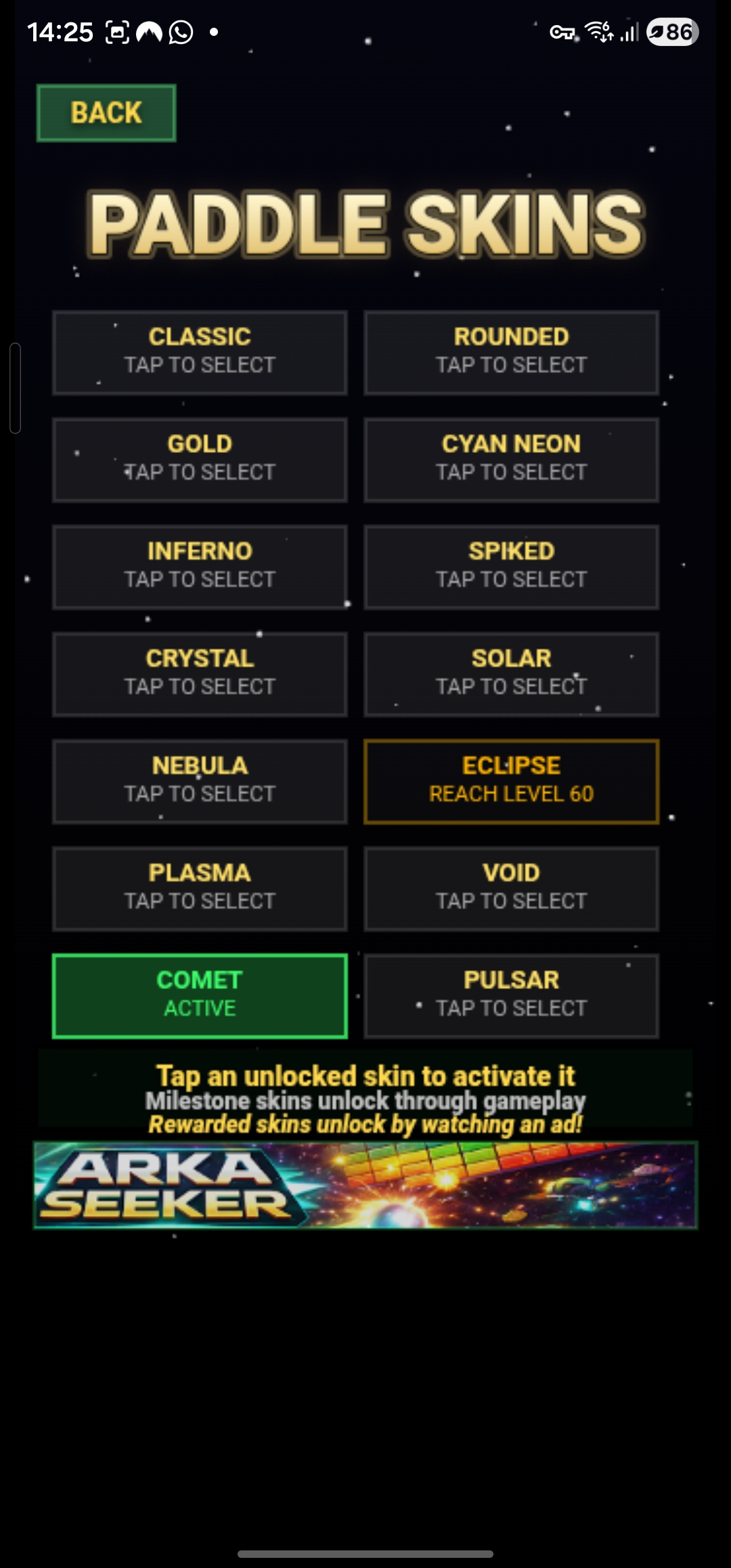 Paddle Skins — unlock and customise your paddle